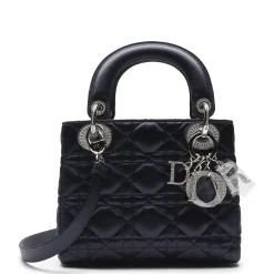 Dior Lady Lady Diana Limited Edition Satin Blue Mini Handbag< Cross Body Bags|Handbags