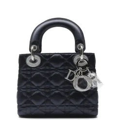 Dior Lady Lady Diana Limited Edition Satin Blue Mini Handbag< Cross Body Bags|Handbags