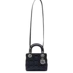 Dior Lady Lady Diana Limited Edition Satin Blue Mini Handbag< Cross Body Bags|Handbags