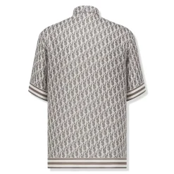 Dior Oblique Short Sleeved Grey Silk Twill Shirt< Shirts