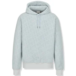 Dior Oblique Towelling Terry Cotton Relaxed Fit Blue Hoodie< Sweatshirts & Hoodies
