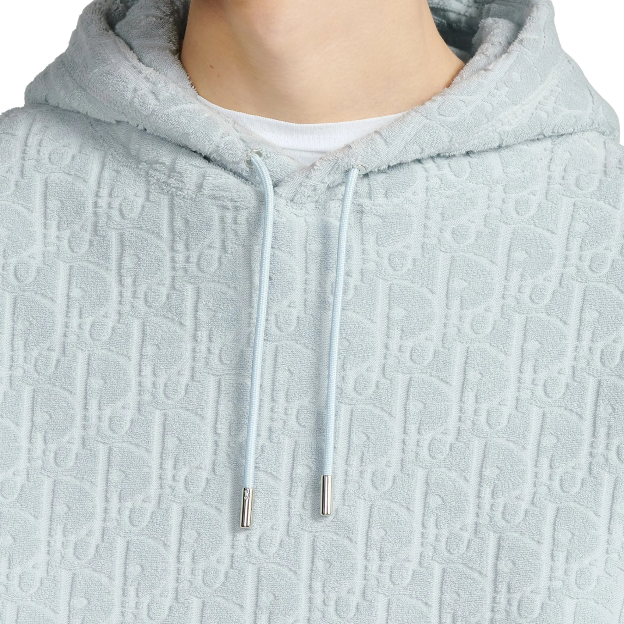 Dior Oblique Towelling Terry Cotton Relaxed Fit Blue Hoodie< Sweatshirts & Hoodies