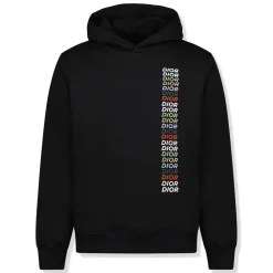 Dior Printed Relaxed Fit Cotton Black Hoodie< Sweatshirts & Hoodies