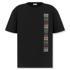 Dior Printed Relaxed Fit Cotton Black T Shirt< T-shirts