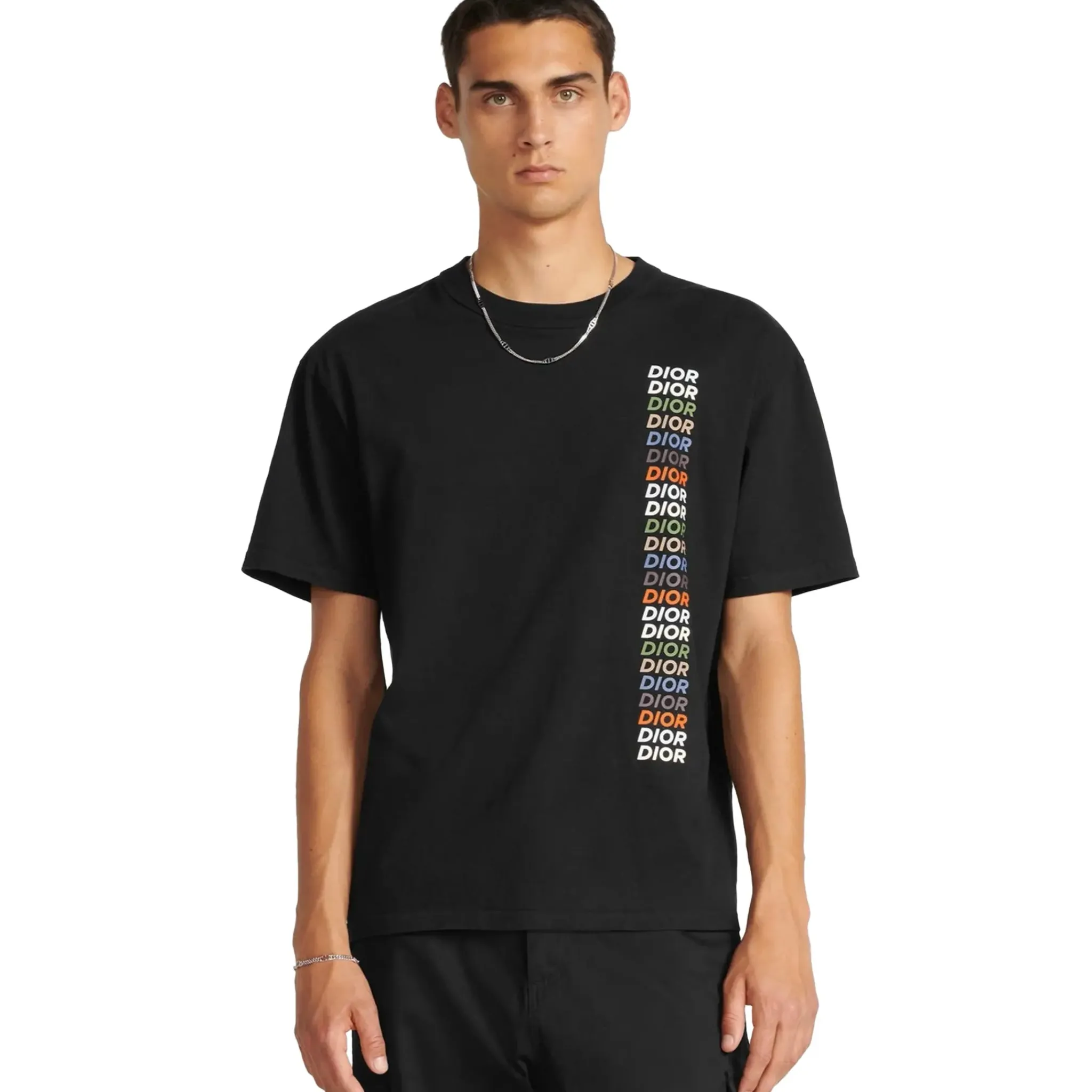 Dior Printed Relaxed Fit Cotton Black T Shirt< T-shirts