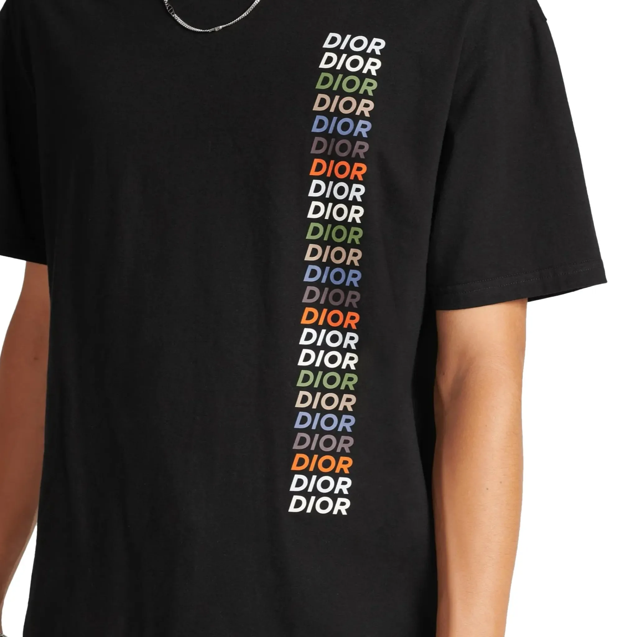 Dior Printed Relaxed Fit Cotton Black T Shirt< T-shirts