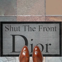 Project Crepslocker Dior Shut The Front Dior Light Grey Doormat 70x40cm< Rugs & Mats|Designer Home Accessories