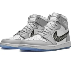 Dior x Air Jordan 1 High OG Grey Sneaker< Designer Trainers