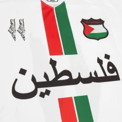 FC Palestina Palestine Red Green Stripe Arabic White Football T Shirt< T-shirts