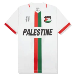FC Palestina Palestine Red Green Stripe English White Football T Shirt< T-shirts