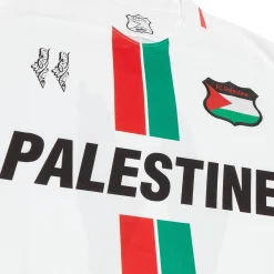 FC Palestina Palestine Red Green Stripe English White Football T Shirt< T-shirts