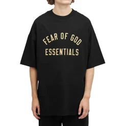 Fear Of God Essentials Jersey Crewneck Black T Shirt (FW24)< T-shirts