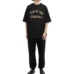 Fear Of God Essentials Jersey Crewneck Black T Shirt (FW24)< T-shirts