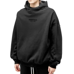 Fear Of God Essentials Jet Black Hoodie (FW23)< Matching Sets|Sweatshirts & Hoodies