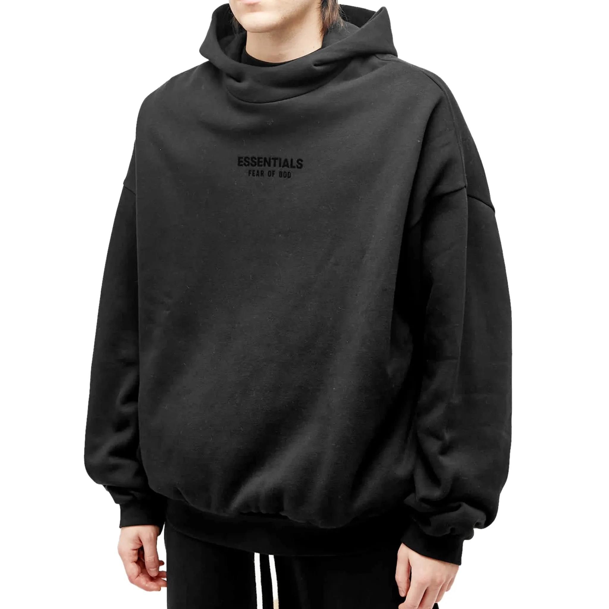 Fear Of God Essentials Jet Black Hoodie (FW23)< Matching Sets|Sweatshirts & Hoodies