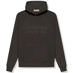 Fear Of God Essentials Logo Flocked Off Black Hoodie< Sweatshirts & Hoodies
