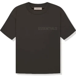 Fear Of God Essentials Logo Flocked Off Black T Shirt< T-shirts