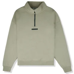 Fear Of God Essentials Taupe Reverse Logo Half Zip Sweatshirt (SS21)< Sweatshirts & Hoodies