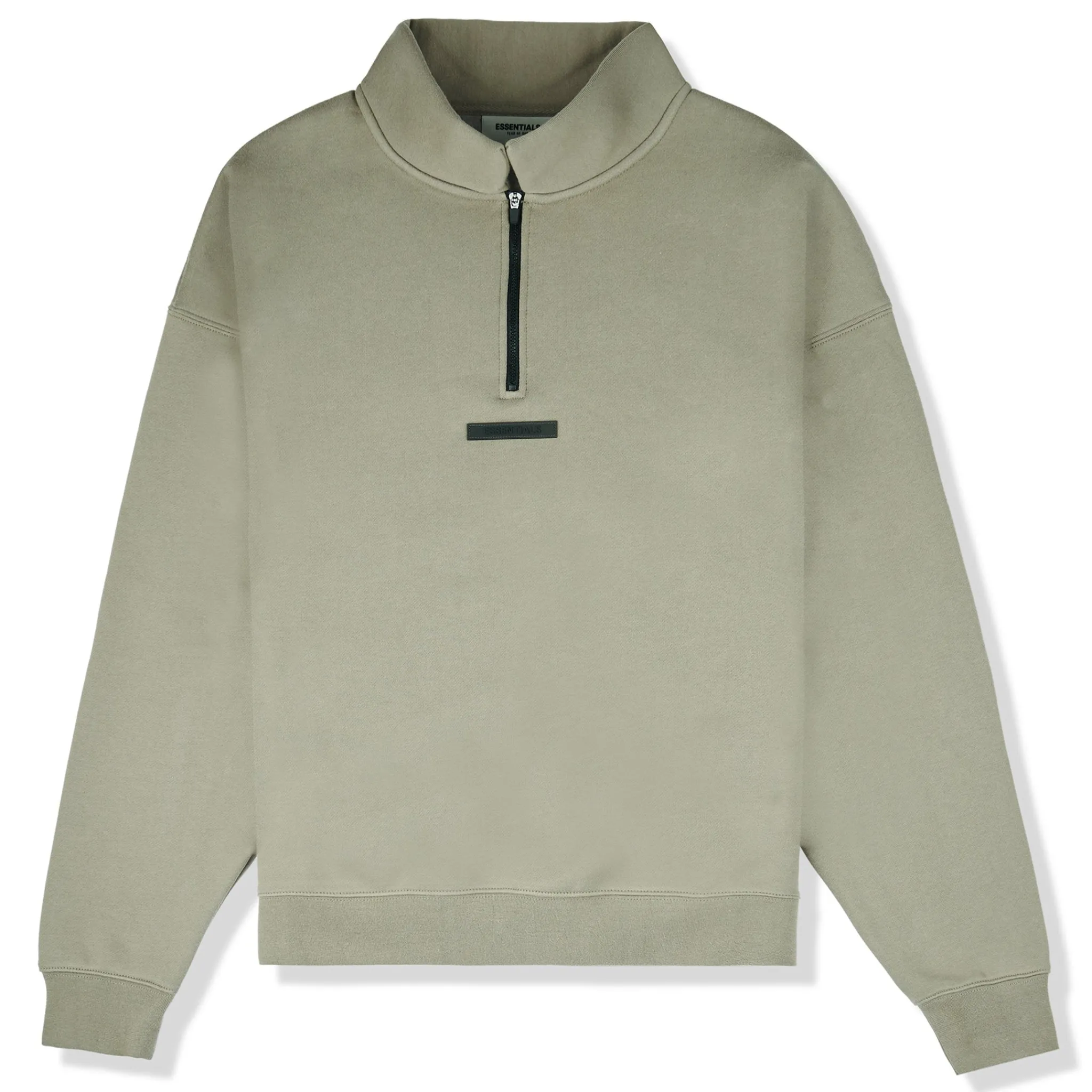 Fear Of God Essentials Taupe Reverse Logo Half Zip Sweatshirt (SS21)< Sweatshirts & Hoodies