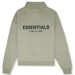Fear Of God Essentials Taupe Reverse Logo Half Zip Sweatshirt (SS21)< Sweatshirts & Hoodies
