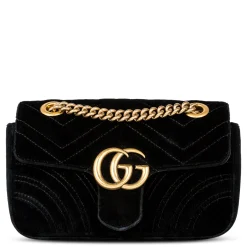 Gucci GG Marmont Velvet Black Small Shoulder Bag< Cross Body Bags|Bags