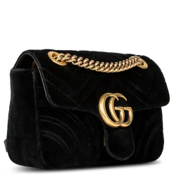Gucci GG Marmont Velvet Black Small Shoulder Bag< Cross Body Bags|Bags