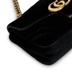 Gucci GG Marmont Velvet Black Small Shoulder Bag< Cross Body Bags|Bags