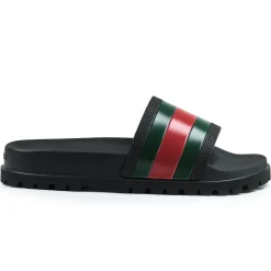 Gucci Web Chunky Pool Slides Black/Red/Green< Black Trainers|Sandals & Slides