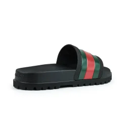 Gucci Web Chunky Pool Slides Black/Red/Green< Black Trainers|Sandals & Slides
