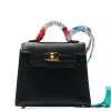 Hermès Paris Hermès Micro Kelly Twilly Black Leather Bag Charm Gold Hardware< Handbags|Bags