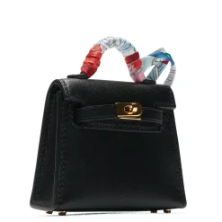 Hermès Paris Hermès Micro Kelly Twilly Black Leather Bag Charm Gold Hardware< Handbags|Bags
