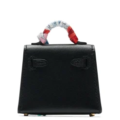 Hermès Paris Hermès Micro Kelly Twilly Black Leather Bag Charm Gold Hardware< Handbags|Bags