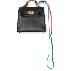 Hermès Paris Hermès Micro Kelly Twilly Black Leather Bag Charm Gold Hardware< Handbags|Bags