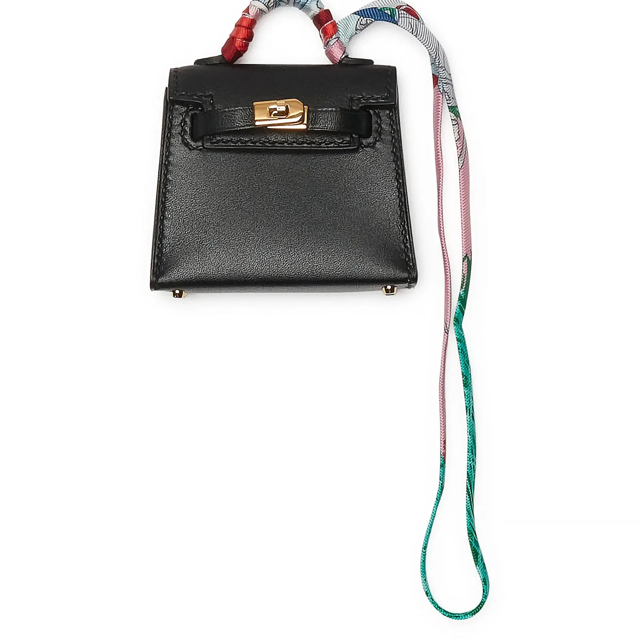Hermès Paris Hermès Micro Kelly Twilly Black Leather Bag Charm Gold Hardware< Handbags|Bags