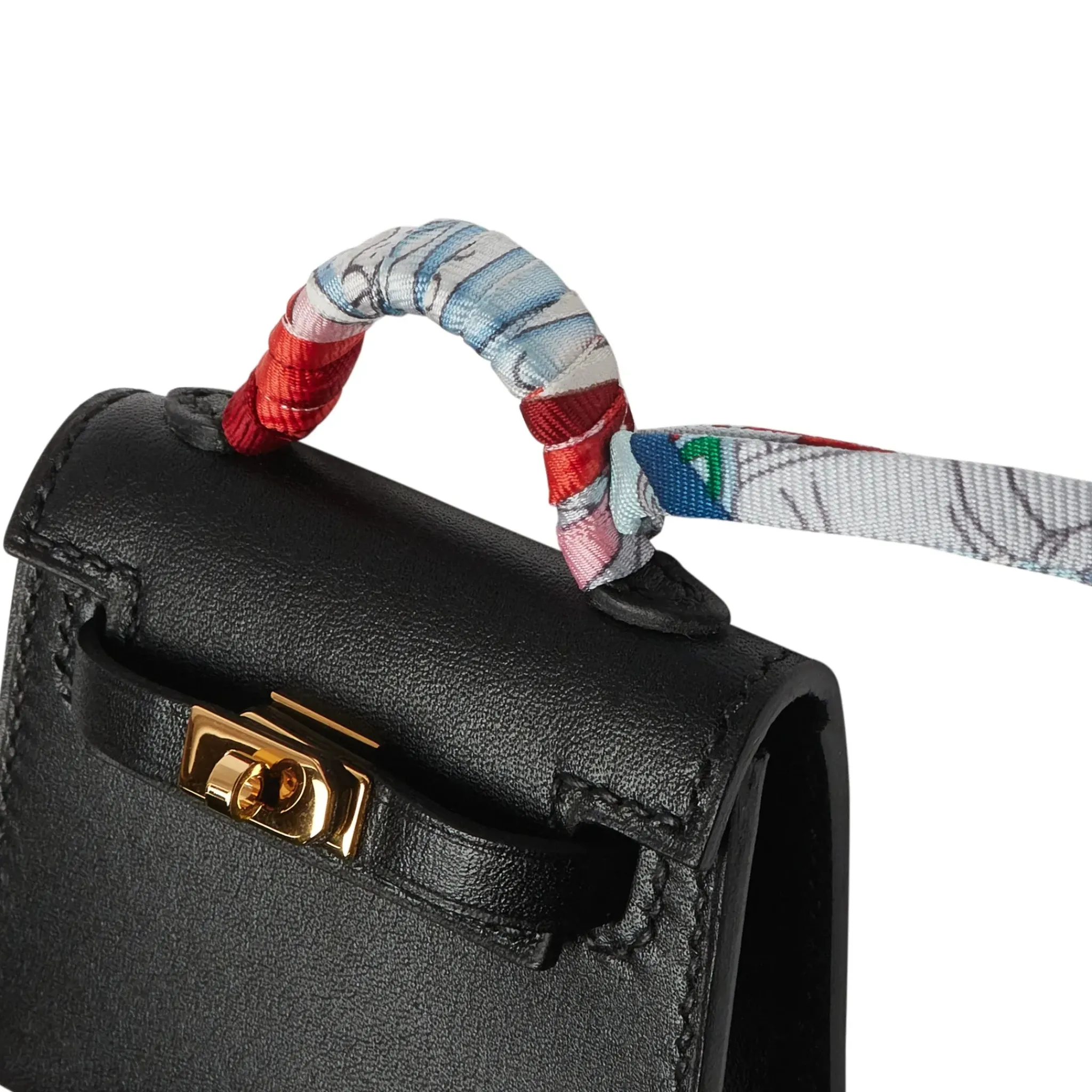 Hermès Paris Hermès Micro Kelly Twilly Black Leather Bag Charm Gold Hardware< Handbags|Bags