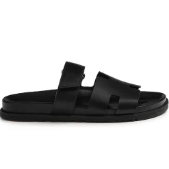Hermès Paris Chypre Leather Black Sandals< Black Trainers