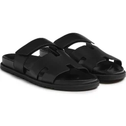 Hermès Paris Chypre Leather Black Sandals< Black Trainers