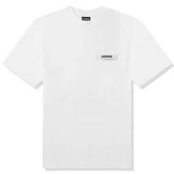 Jacquemus Grosgrain Brand Logo Tab White T Shirt< T-shirts