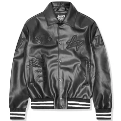 Légende Paris Ice Cream Leather Varsity Jacket Black< Coats & Jackets