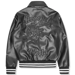 Légende Paris Ice Cream Leather Varsity Jacket Black< Coats & Jackets