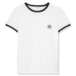 Loewe Anagram Embroidered White Black T Shirt< T-shirts