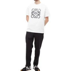 Loewe Anagram Pixelated White T Shirt< T-shirts