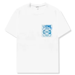 Loewe Anagram White Blue Fake Pocket T Shirt< T-shirts