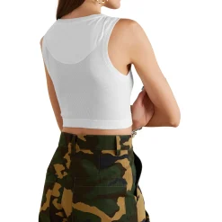 Loewe Cropped Anagram Cotton Tank Top White< T-shirts