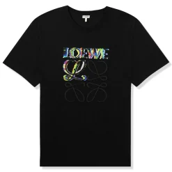 Loewe Glitch Anagram Relaxed Fit Black T Shirt< T-shirts