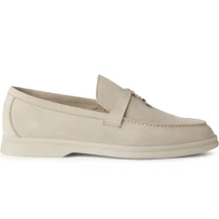 Loro Piana Summer Charms Walk Suede Goatskin Powder Pearl Loafers< Designer Trainers