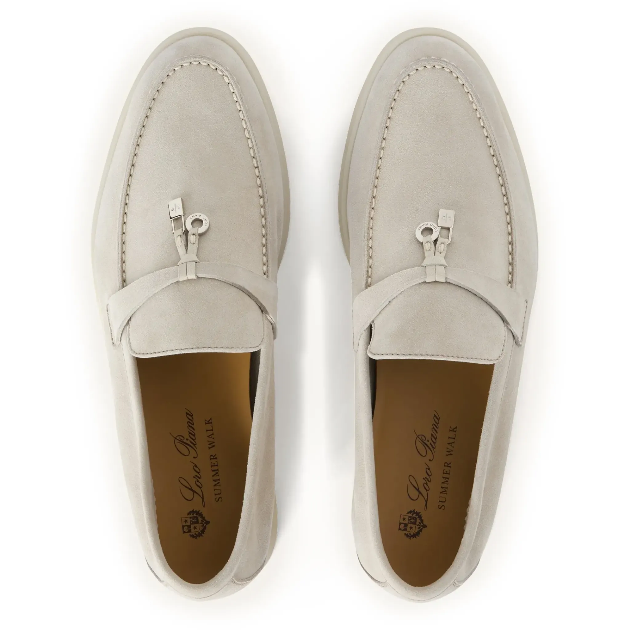 Loro Piana Summer Charms Walk Suede Goatskin Powder Pearl Loafers< Designer Trainers