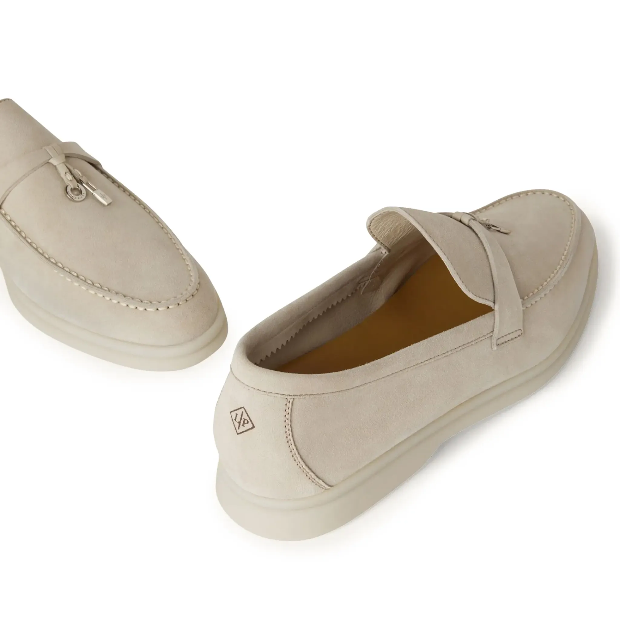 Loro Piana Summer Charms Walk Suede Goatskin Powder Pearl Loafers< Designer Trainers