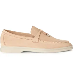 Loro Piana Summer Charms Walk Suede Goatskin Pink Sand Loafers< Designer Trainers