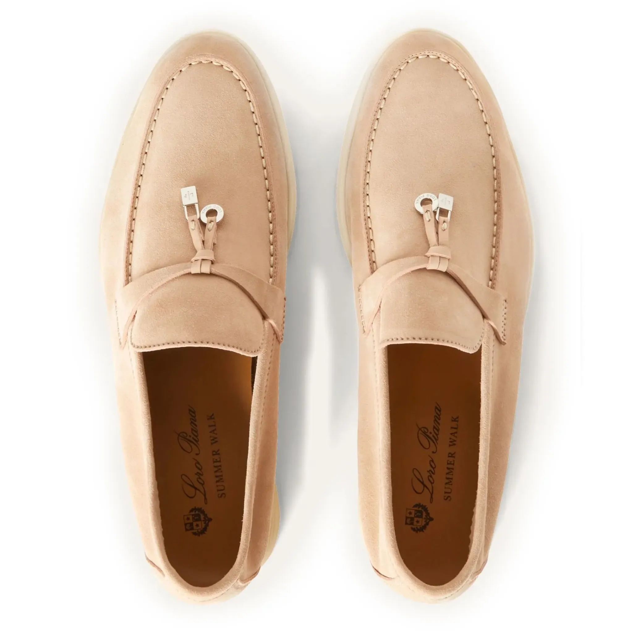 Loro Piana Summer Charms Walk Suede Goatskin Pink Sand Loafers< Designer Trainers